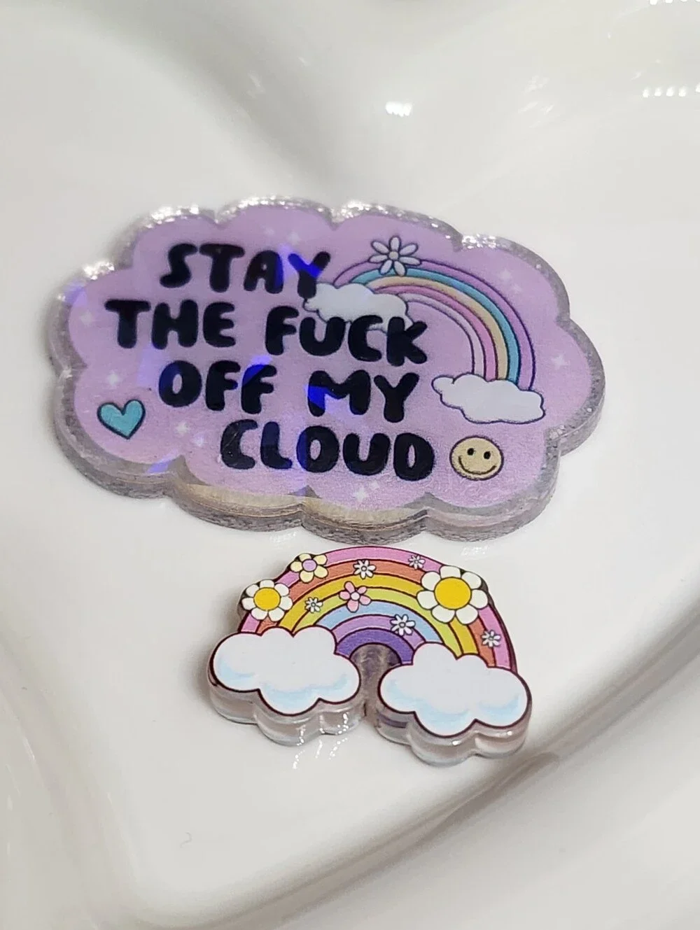 Spicy Cloud Flatback Focal Bead Rainbow Badge Keychain Beaded Pen‎ Crafts Magnet